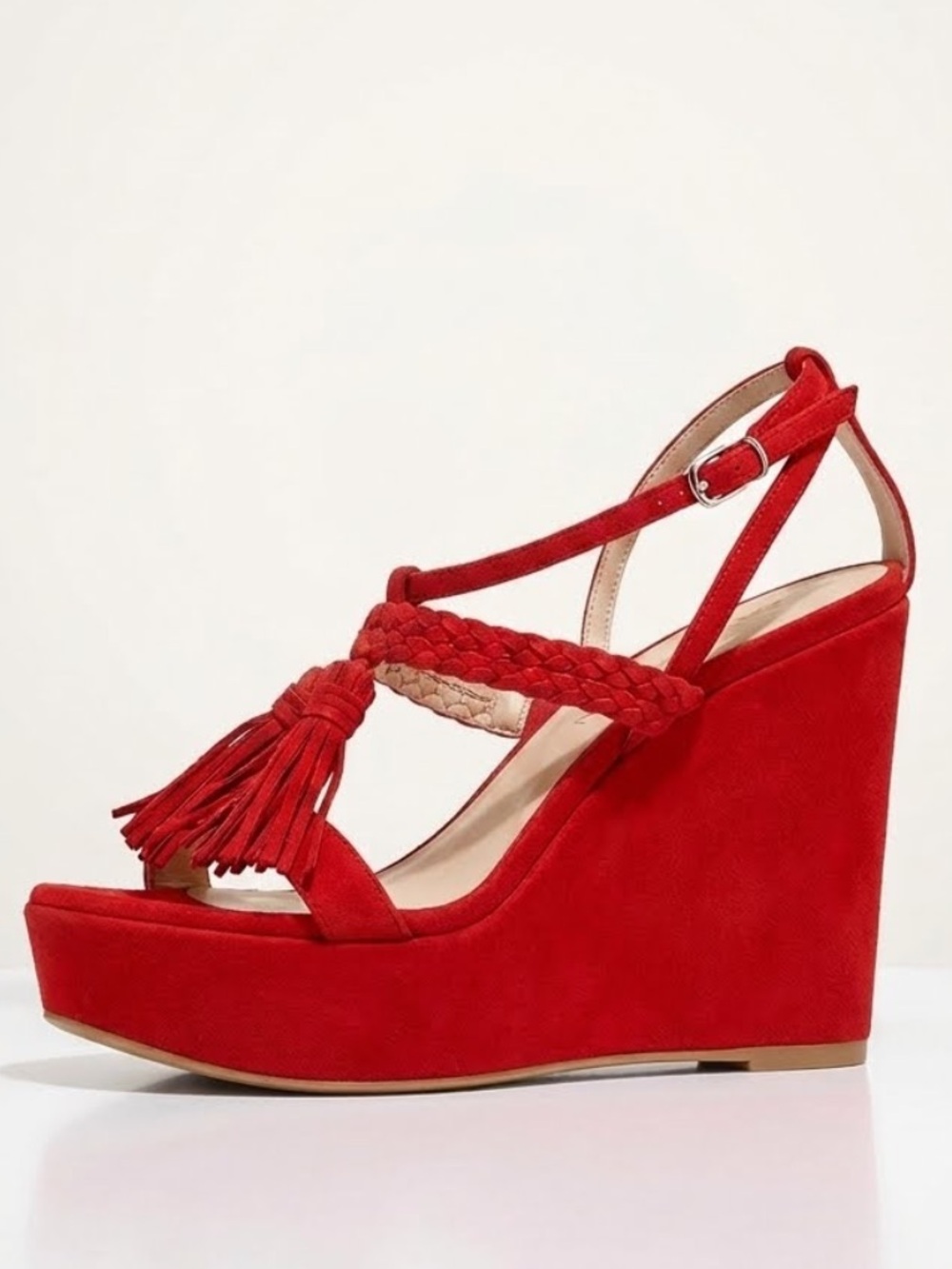 Stuart Weitzman Suede Tasselmania  Sandal
